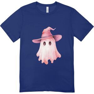New custom pink ghost witch hat halloween t-shirt | hanes softstyle unisex XL